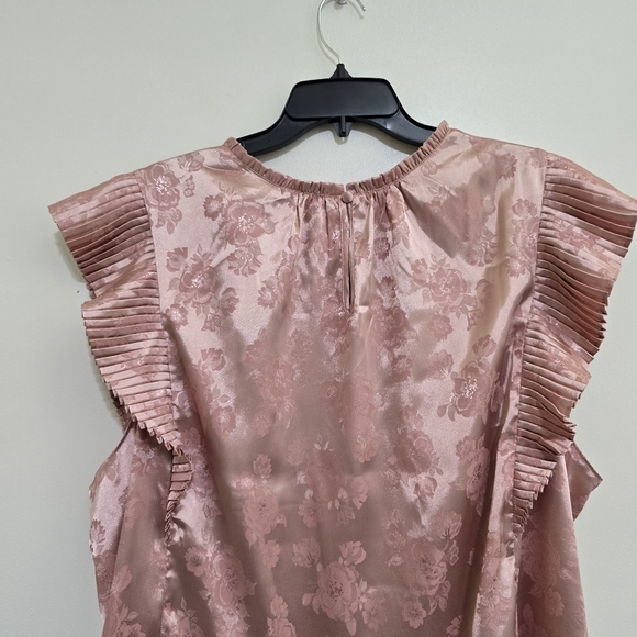 CITY‎ CHIC ophelia Tea Rose Pleated Satin Floral Elegant Blouse XXL Pink - Picture 9 of 16